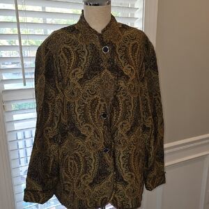 Jones New York Brown and Gold Paisley Jacket